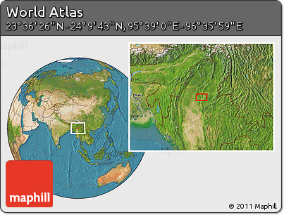 Satellite Location Map of the Area around 23° 53' 5" N, 96° 7' 30" E