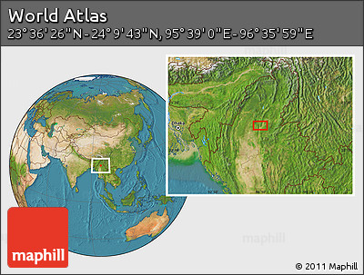 Satellite Location Map of the Area around 23° 53' 5" N, 96° 7' 30" E