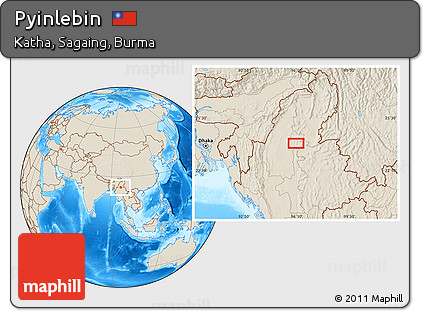 Shaded Relief Location Map of Pyinlebin