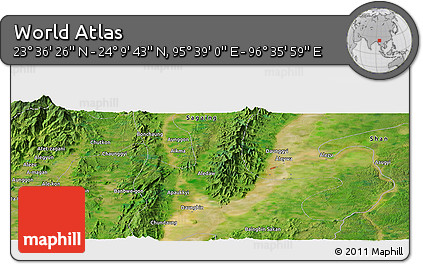 Satellite Panoramic Map of the Area around 23° 53' 5" N, 96° 7' 30" E