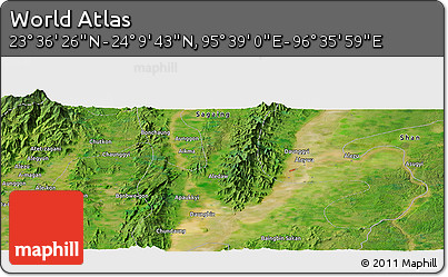 Satellite Panoramic Map of the Area around 23° 53' 5" N, 96° 7' 30" E