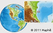 Physical Location Map of the area around 23° 53' 5" N, 96° 49' 29" W