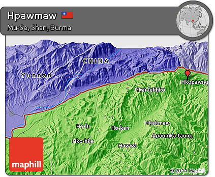 Political 3D Map of Hpawmaw