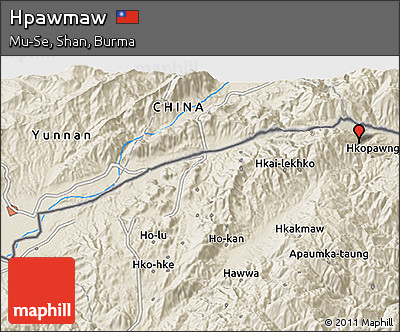 Shaded Relief 3D Map of Hpawmaw