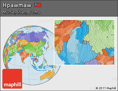 Political Location Map of Hpawmaw