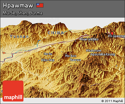 Physical Panoramic Map of Hpawmaw