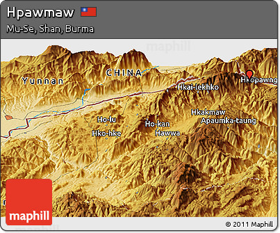 Physical Panoramic Map of Hpawmaw