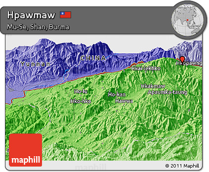 Political Panoramic Map of Hpawmaw