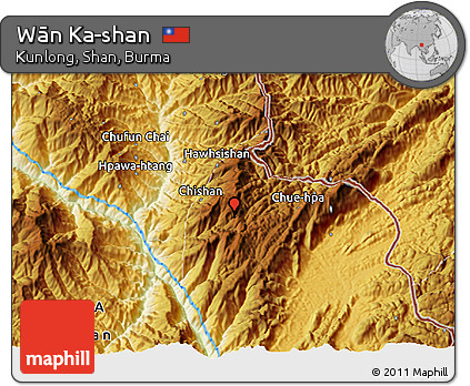 Physical 3D Map of Wān Ka-shan