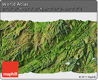 Satellite 3D Map of the Area around 23° 53' 5" N, 99° 31' 30" E