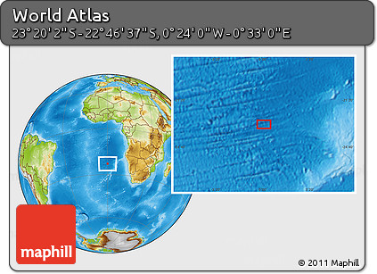 Physical Location Map of the Area around 23° 3' 19" S, 0° 4' 30" E