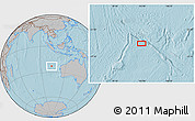 Gray Location Map of the area around 23° 3' 19" S, 102° 55' 30" E, hill shading