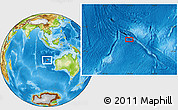 Physical Location Map of the area around 23° 3' 19" S, 102° 55' 30" E