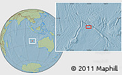 Savanna Style Location Map of the area around 23° 3' 19" S, 102° 55' 30" E, hill shading