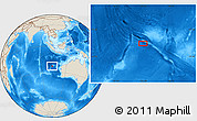 Shaded Relief Location Map of the area around 23° 3' 19" S, 102° 55' 30" E