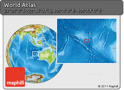 Physical Location Map of the Area around 23° 3' 19" S, 105° 28' 29" E