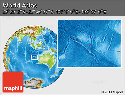 Physical Location Map of the Area around 23° 3' 19" S, 105° 28' 29" E
