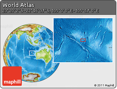 Physical Location Map of the Area around 23° 3' 19" S, 105° 28' 29" E