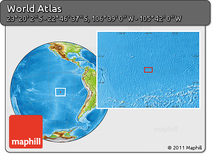 Physical Location Map of the Area around 23° 3' 19" S, 106° 10' 30" W
