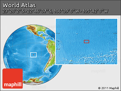 Physical Location Map of the Area around 23° 3' 19" S, 106° 10' 30" W