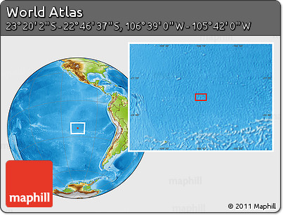 Physical Location Map of the Area around 23° 3' 19" S, 106° 10' 30" W