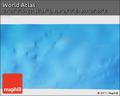 Physical 3D Map of the Area around 23° 3' 19" S, 108° 52' 30" E