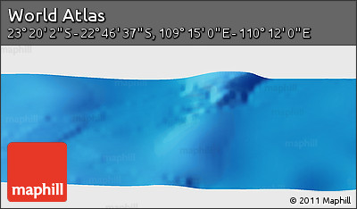 Physical Panoramic Map of the Area around 23° 3' 19" S, 109° 43' 29" E