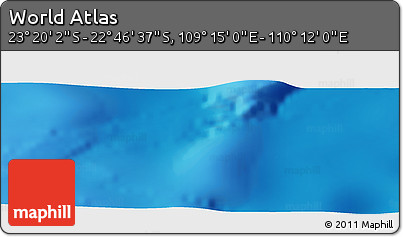 Physical Panoramic Map of the Area around 23° 3' 19" S, 109° 43' 29" E