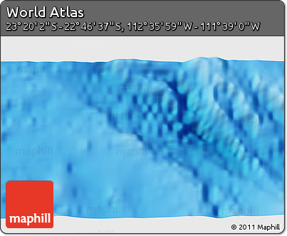 Physical 3D Map of the Area around 23° 3' 19" S, 112° 7' 30" W