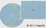 Savanna Style Location Map of the area around 23° 3' 19" S, 112° 58' 29" W, hill shading