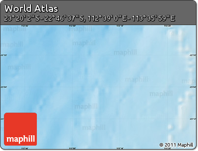 Physical Map of the Area around 23° 3' 19" S, 113° 7' 30" E