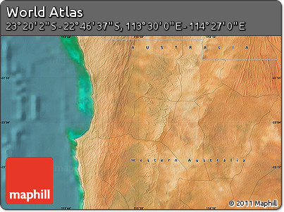 Satellite Map of the Area around 23° 3' 19" S, 113° 58' 29" E