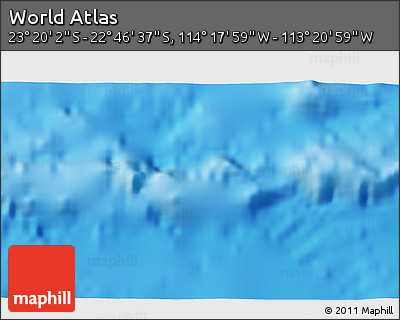 Physical 3D Map of the Area around 23° 3' 19" S, 113° 49' 29" W