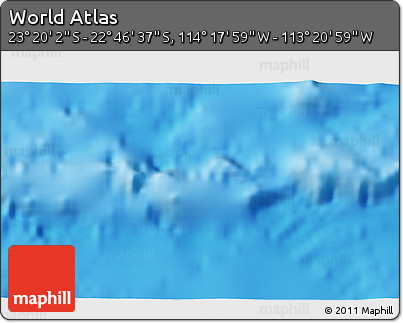Physical 3D Map of the Area around 23° 3' 19" S, 113° 49' 29" W