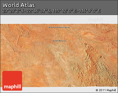 Satellite 3D Map of the Area around 23° 3' 19" S, 115° 40' 30" E