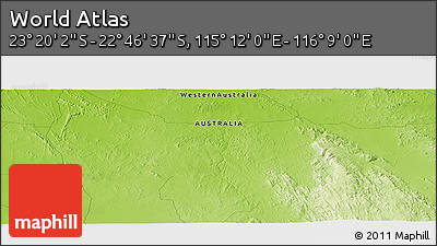 Physical Panoramic Map of the Area around 23° 3' 19" S, 115° 40' 30" E