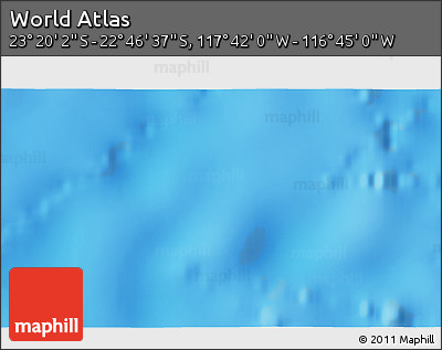 Physical 3D Map of the Area around 23° 3' 19" S, 117° 13' 29" W