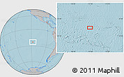 Gray Location Map of the area around 23° 3' 19" S, 117° 13' 29" W, hill shading