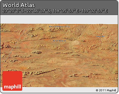Satellite 3D Map of the Area around 23° 3' 19" S, 119° 4' 29" E