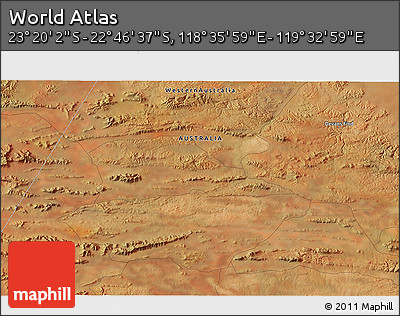 Satellite 3D Map of the Area around 23° 3' 19" S, 119° 4' 29" E