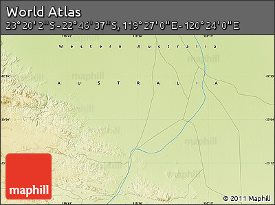 Physical Map of the Area around 23° 3' 19" S, 119° 55' 30" E