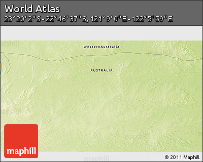 Physical 3D Map of the Area around 23° 3' 19" S, 121° 37' 30" E