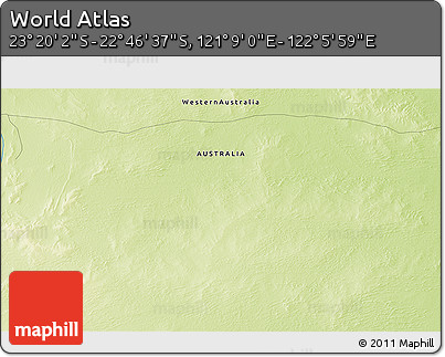 Physical 3D Map of the Area around 23° 3' 19" S, 121° 37' 30" E