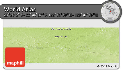Physical Panoramic Map of the Area around 23° 3' 19" S, 123° 19' 29" E
