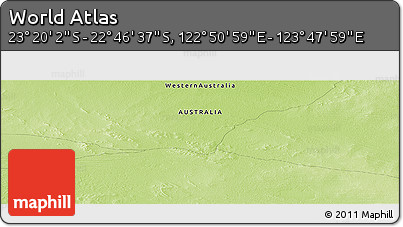 Physical Panoramic Map of the Area around 23° 3' 19" S, 123° 19' 29" E