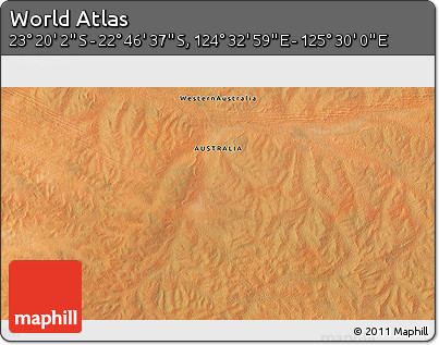 Satellite 3D Map of the Area around 23° 3' 19" S, 125° 1' 30" E