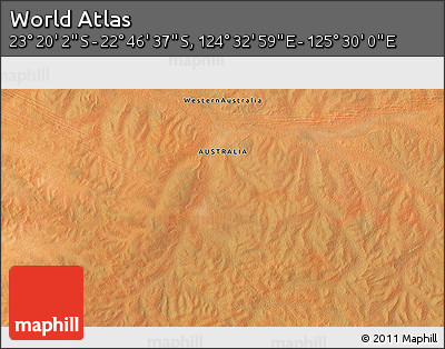 Satellite 3D Map of the Area around 23° 3' 19" S, 125° 1' 30" E