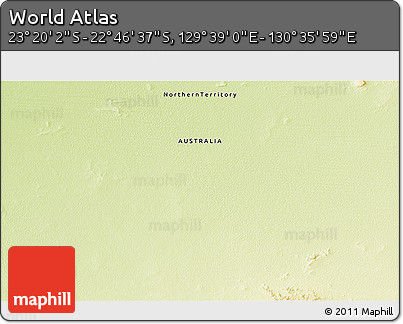 Physical 3D Map of the Area around 23° 3' 19" S, 130° 7' 30" E