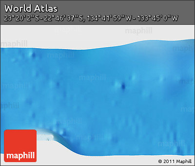Physical 3D Map of the Area around 23° 3' 19" S, 134° 13' 29" W