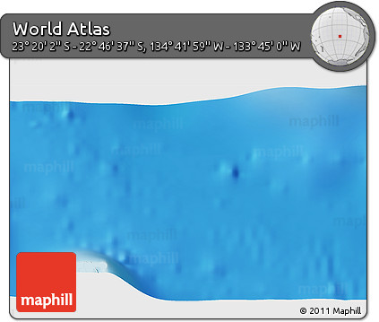 Shaded Relief 3D Map of the Area around 23° 3' 19" S, 134° 13' 29" W